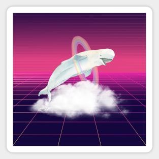 Happy Synthwave Whale Magnet